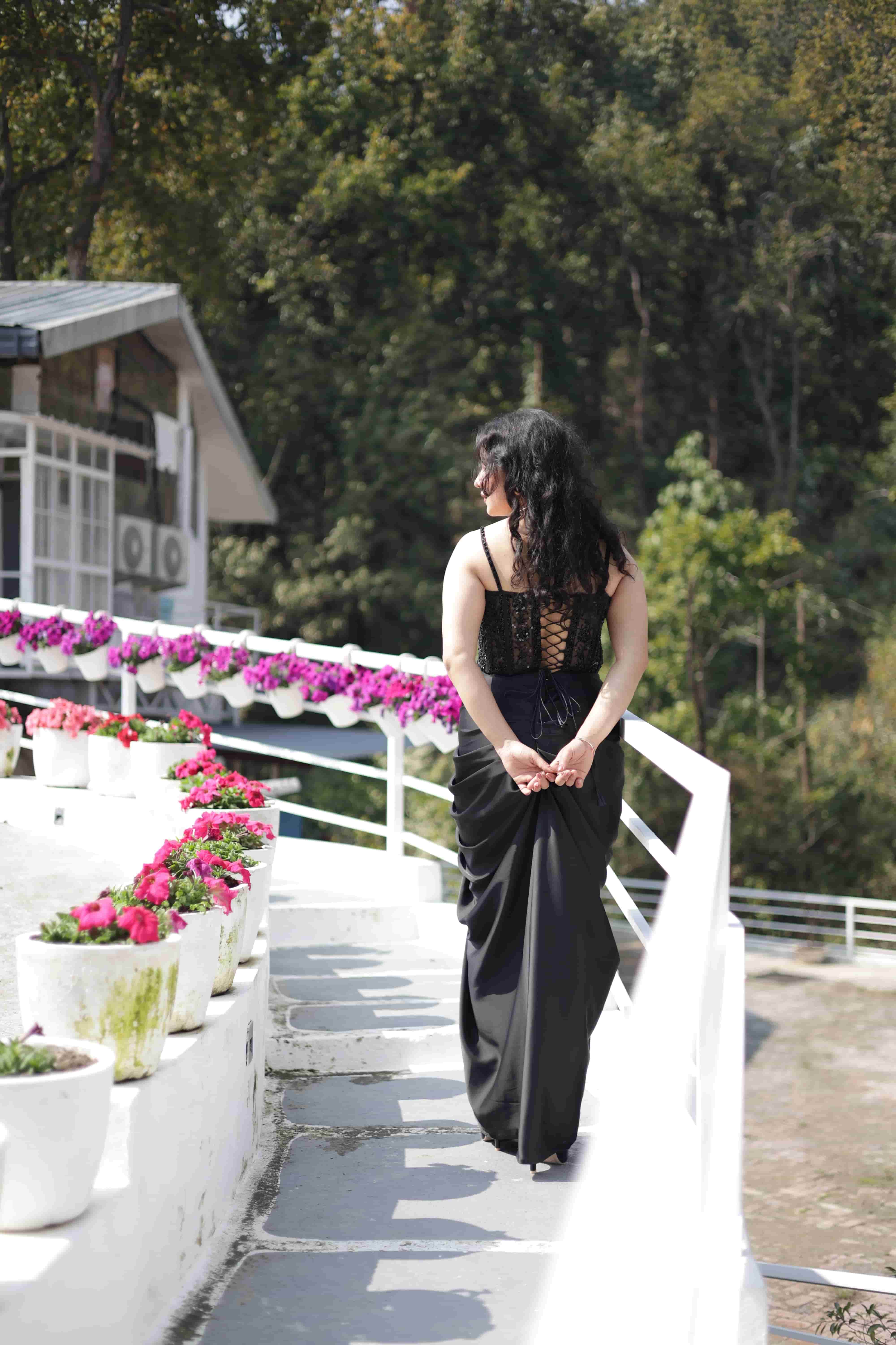 Black Opulence Corset Cowl Drape Set — view 2