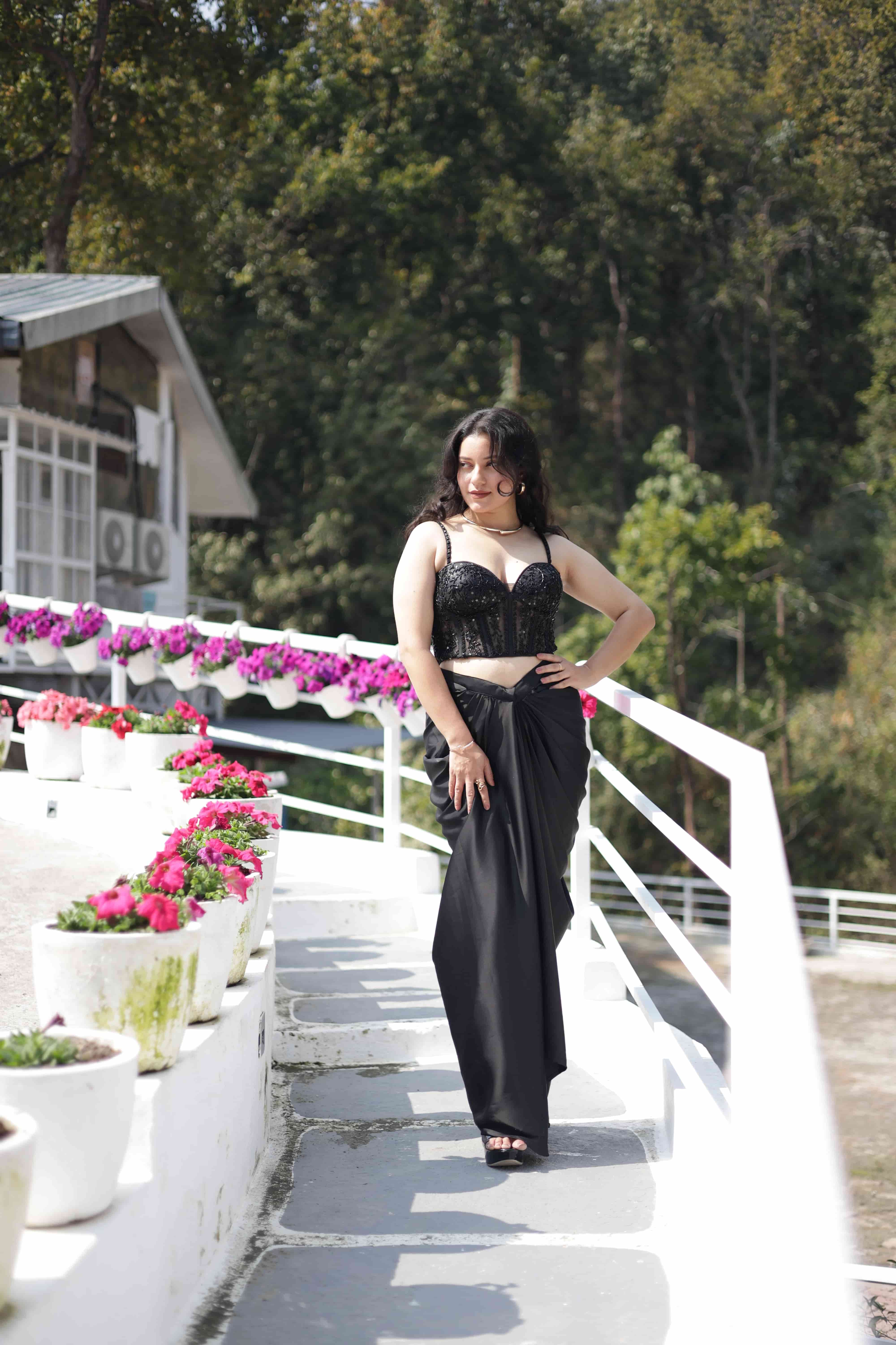 Black Opulence Corset Cowl Drape Set — view 4