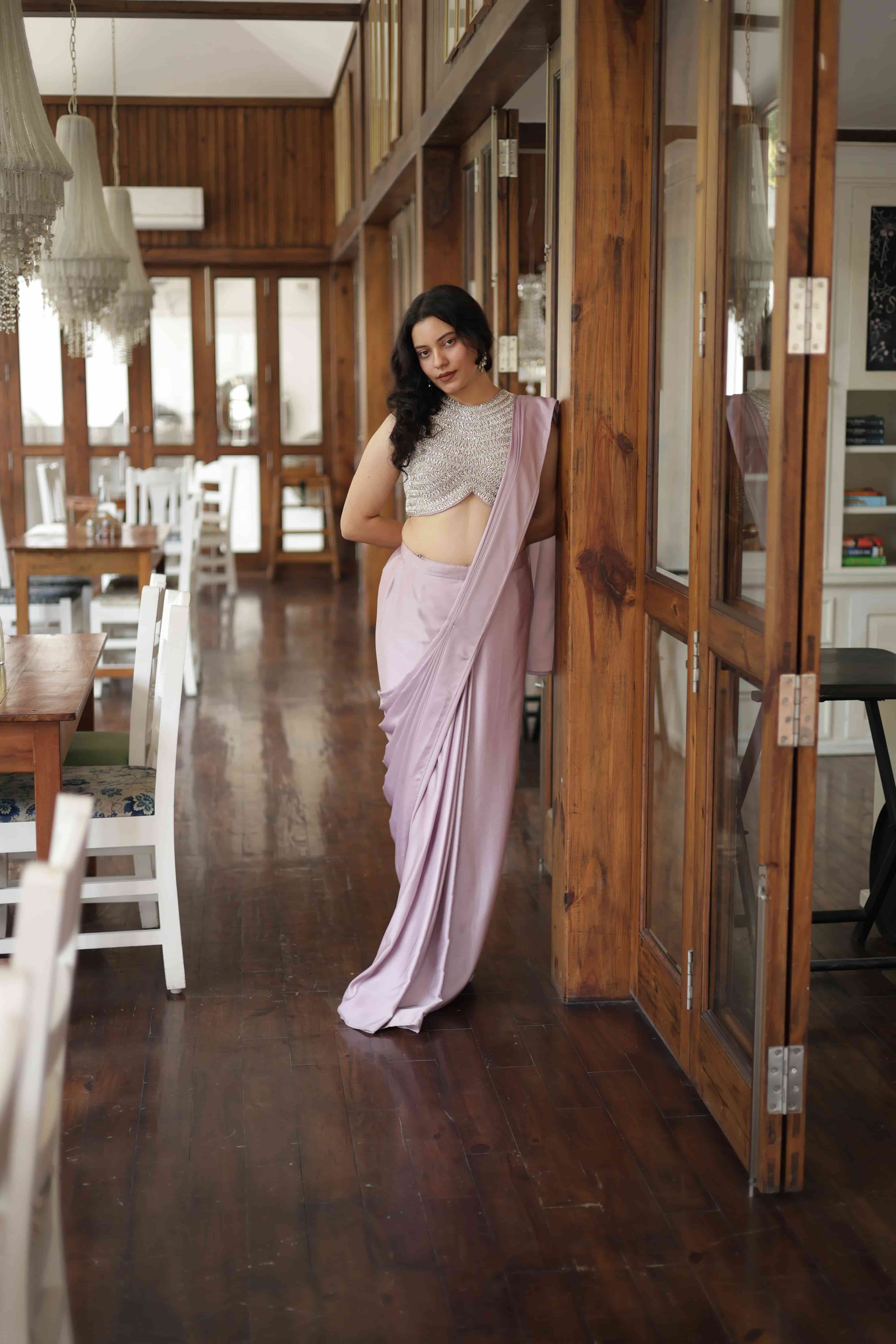 Lavender Aura Beaded Halter Drape — view 3