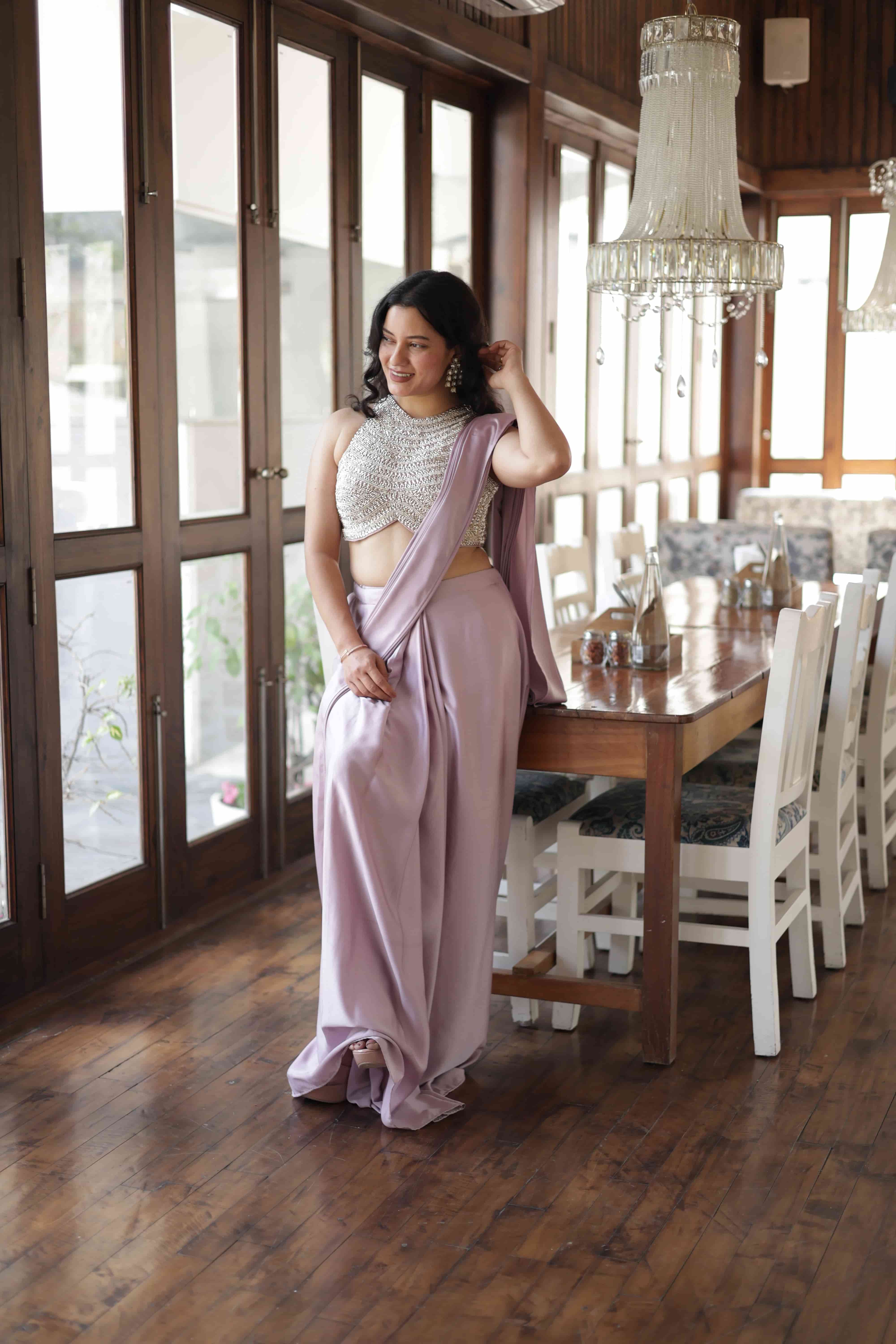 Lavender Aura Beaded Halter Drape — view 4