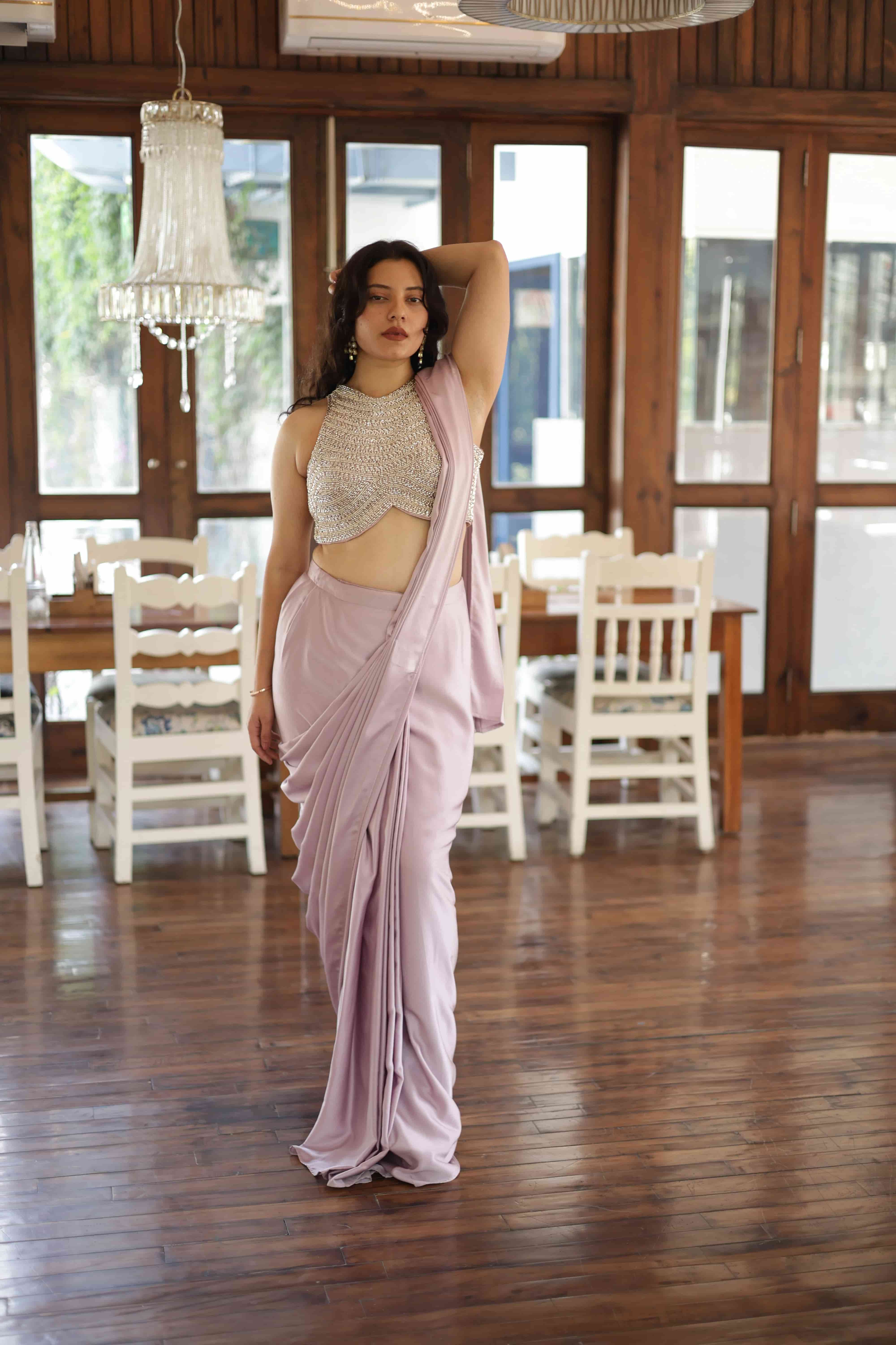 Lavender Aura Beaded Halter Drape — view 5