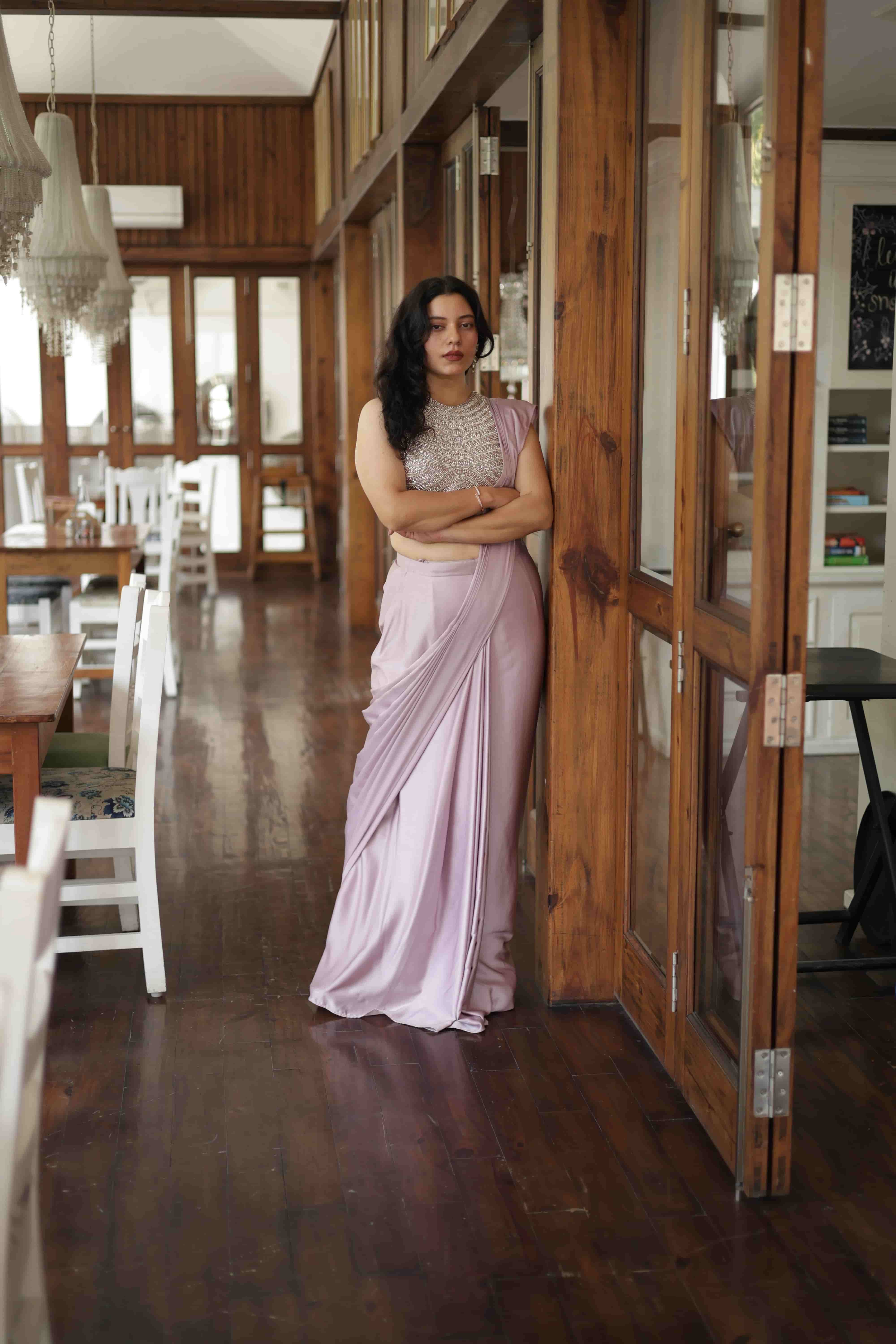 Lavender Aura Beaded Halter Drape — view 6