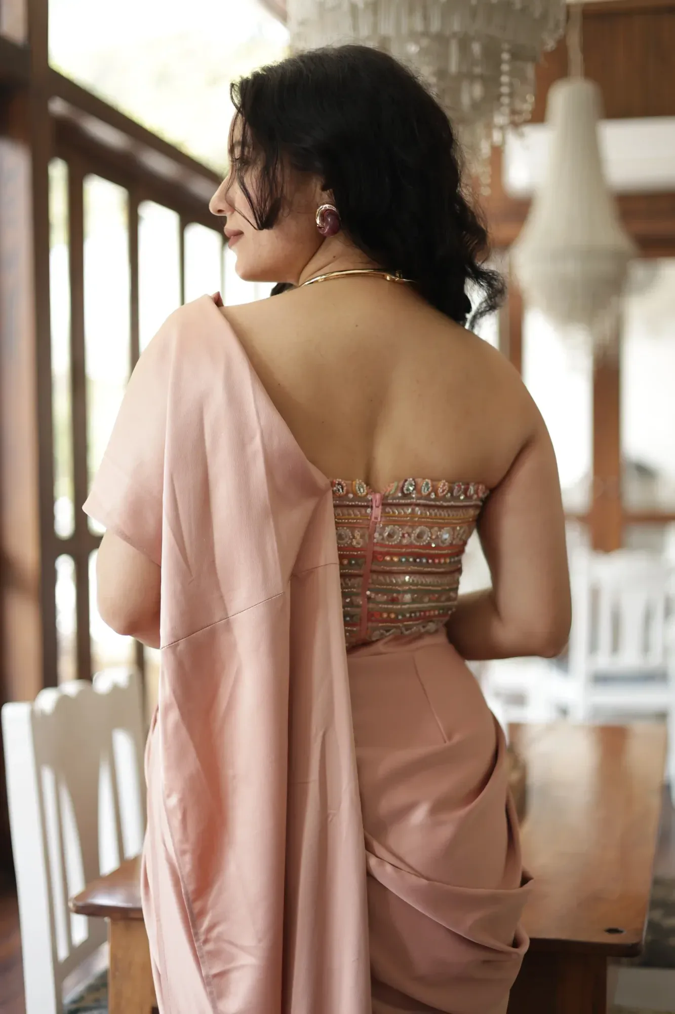 Peach Muse Corset Drape — view 3