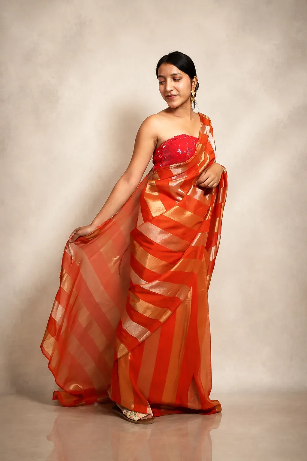 Rajsi Red Glow Saree — view 3