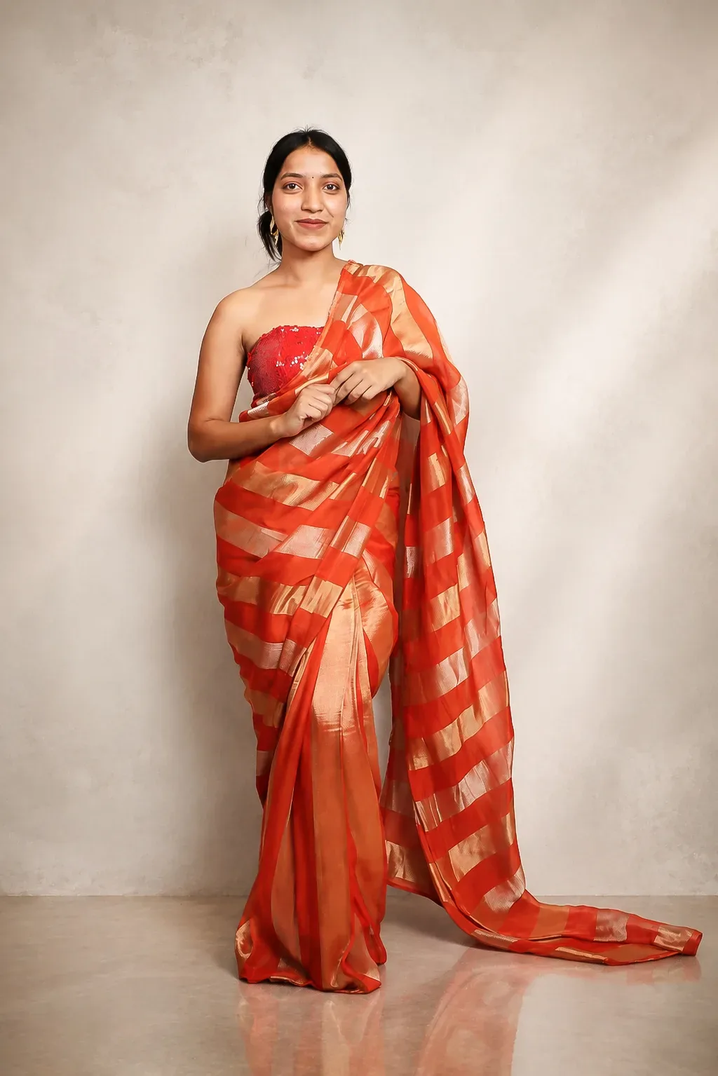 Rajsi Red Glow Saree — view 4