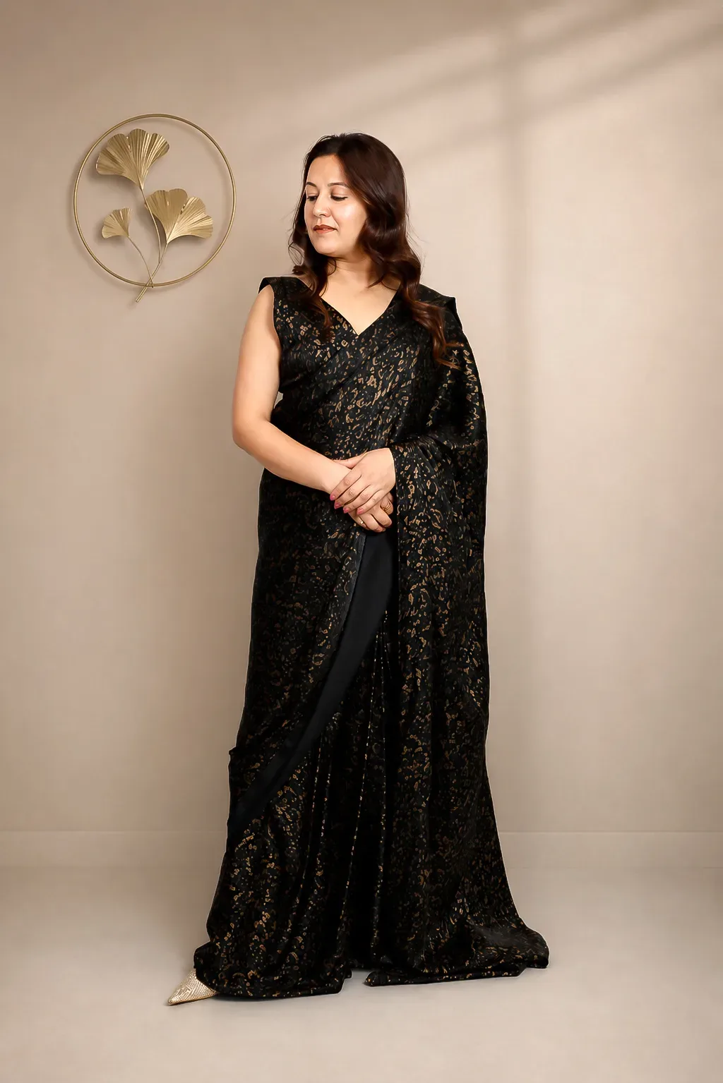 Black Printed Saree — view 3