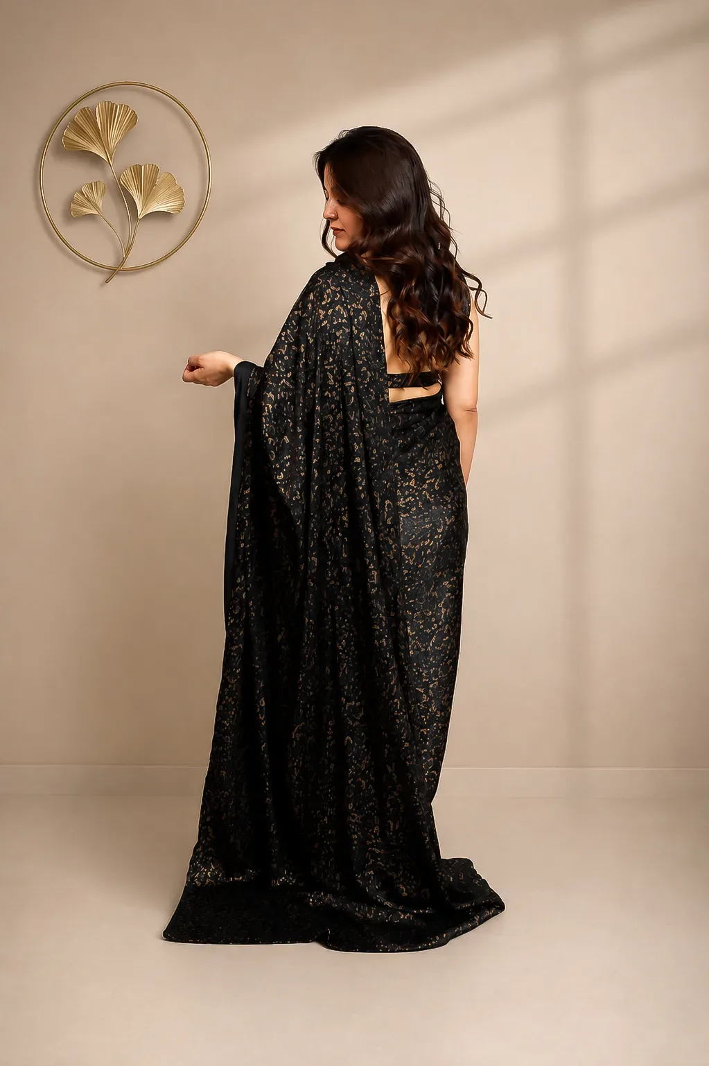 Black Printed Saree — view 5