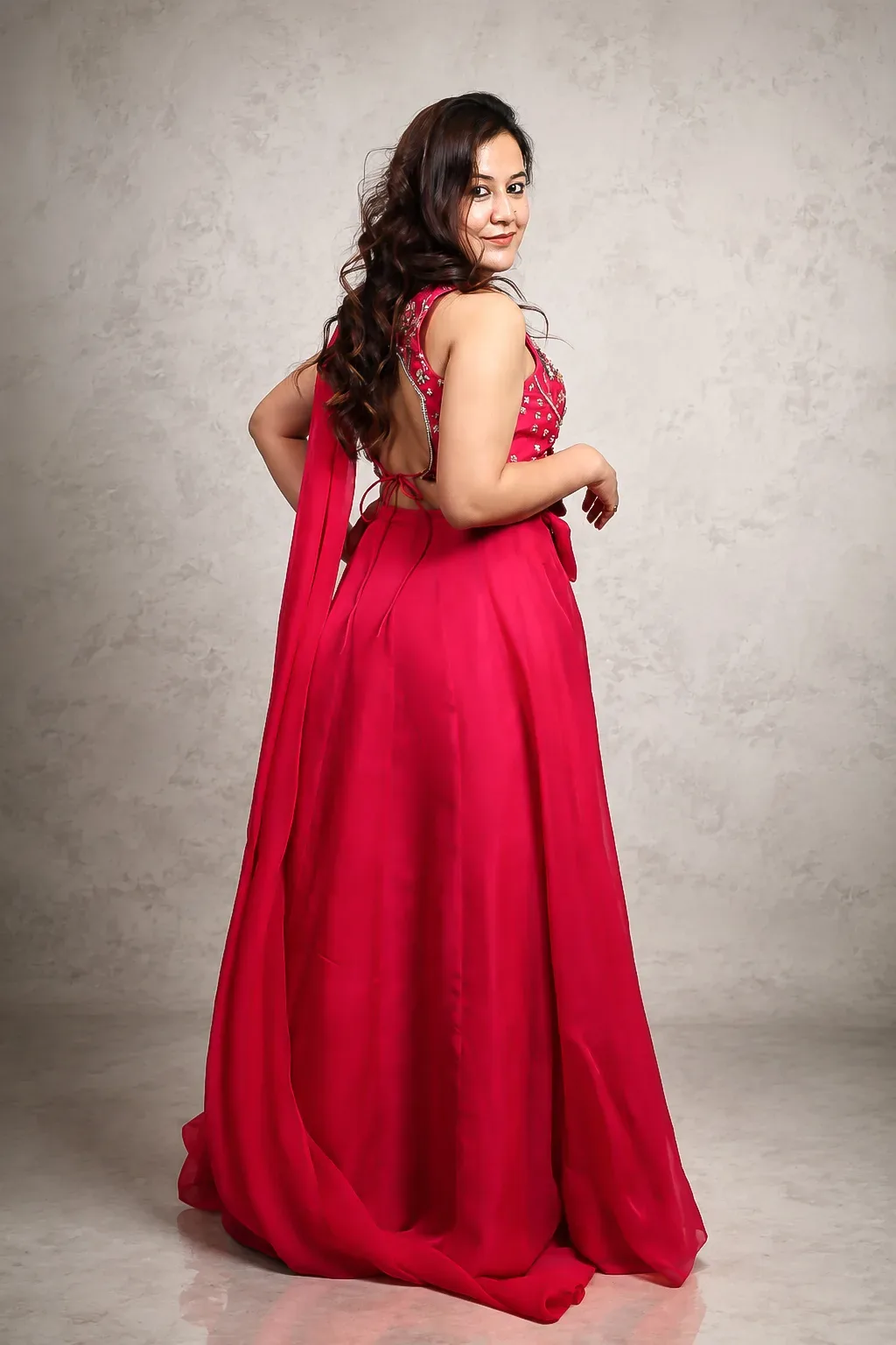 Fuchsia Bloom Designer Lehenga — view 4