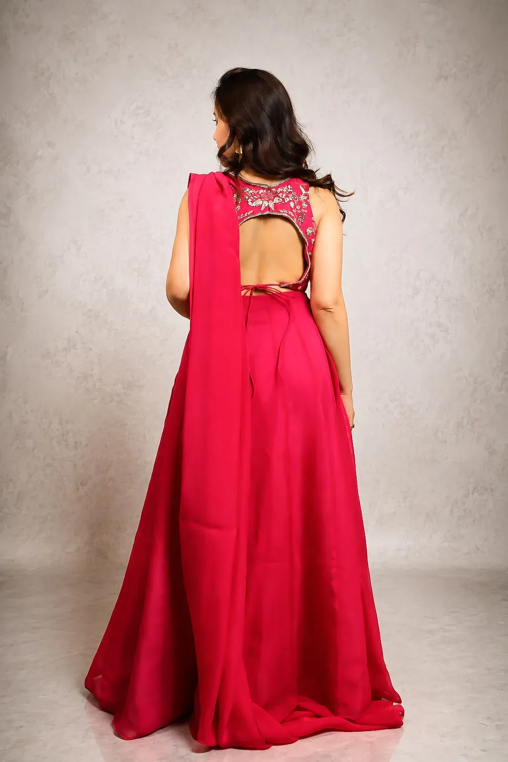 Fuchsia Bloom Designer Lehenga — view 7
