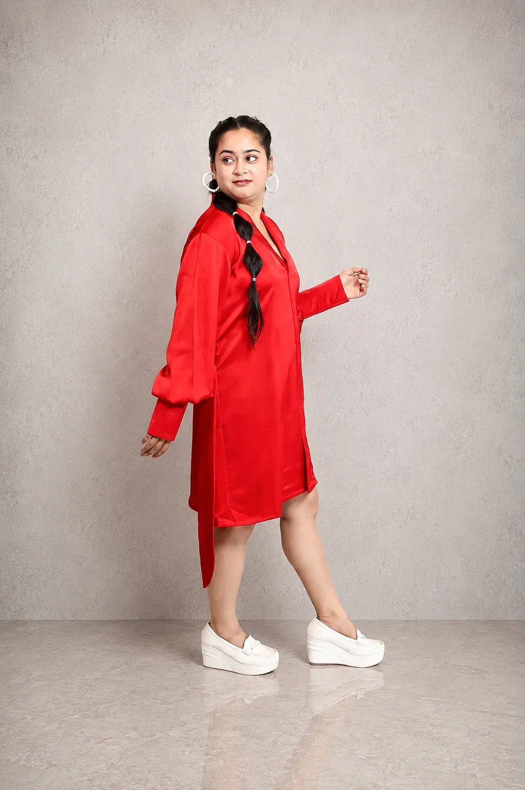 Scarlet Satin Shift Dress — view 2