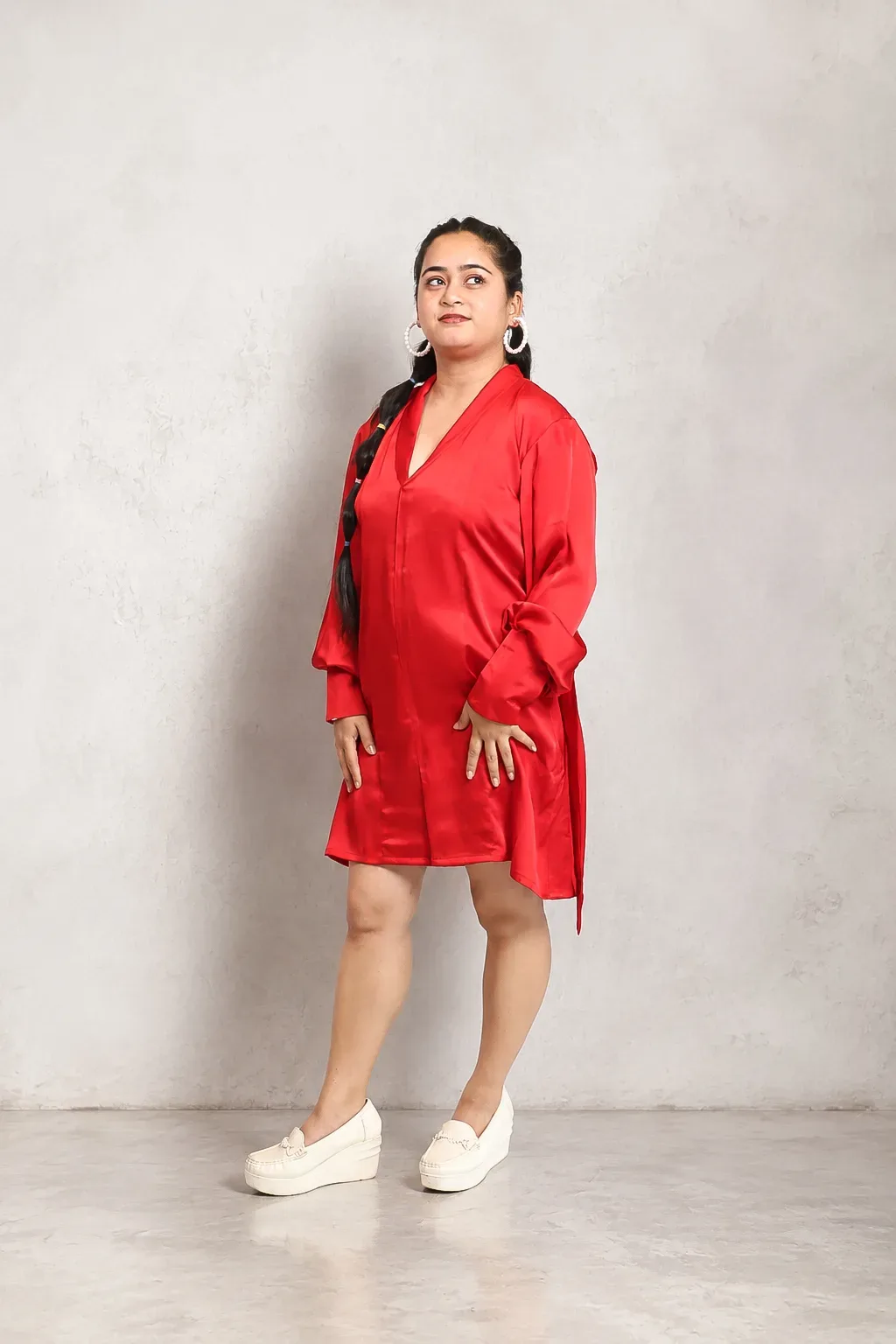 Scarlet Satin Shift Dress — view 3