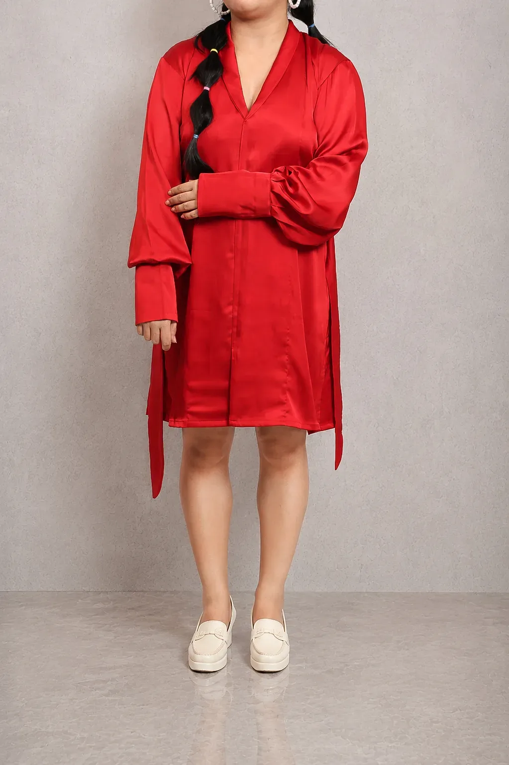 Scarlet Satin Shift Dress — view 4