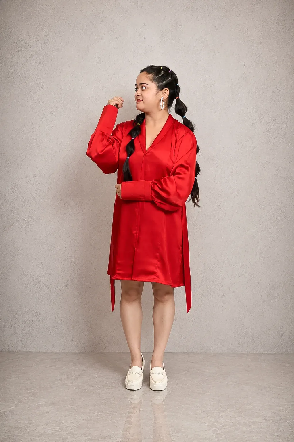 Scarlet Satin Shift Dress — view 6