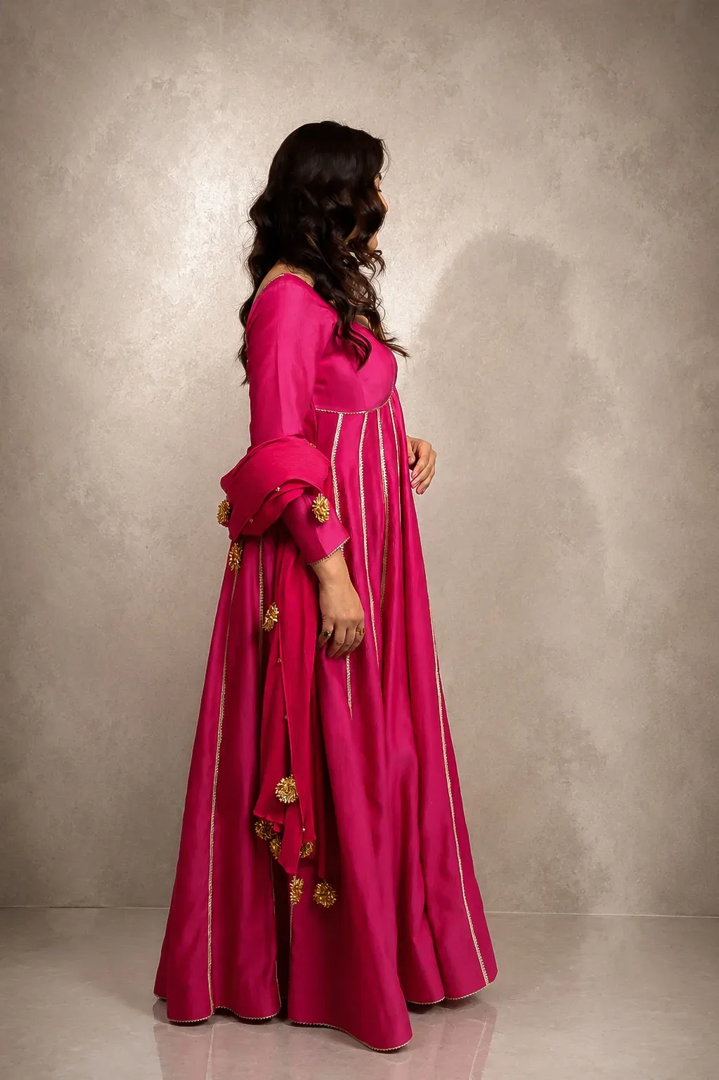 Rani Pink Regal Panel Anarkali Set — view 2