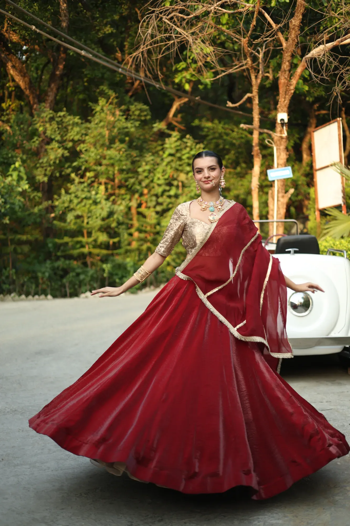 Maroon Royal Lehenga — view 5