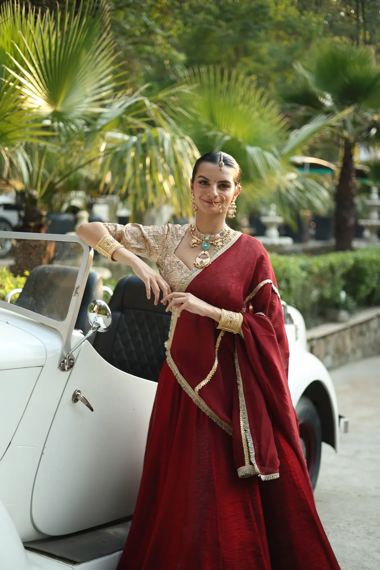 Maroon Royal Lehenga — view 8