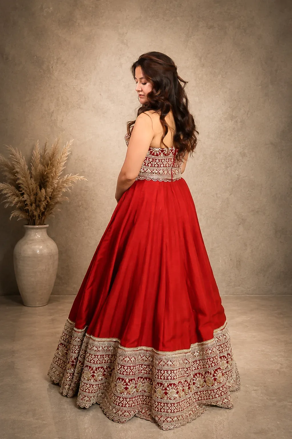 Crimson Royale Embroidered Bridal Lehenga — view 6