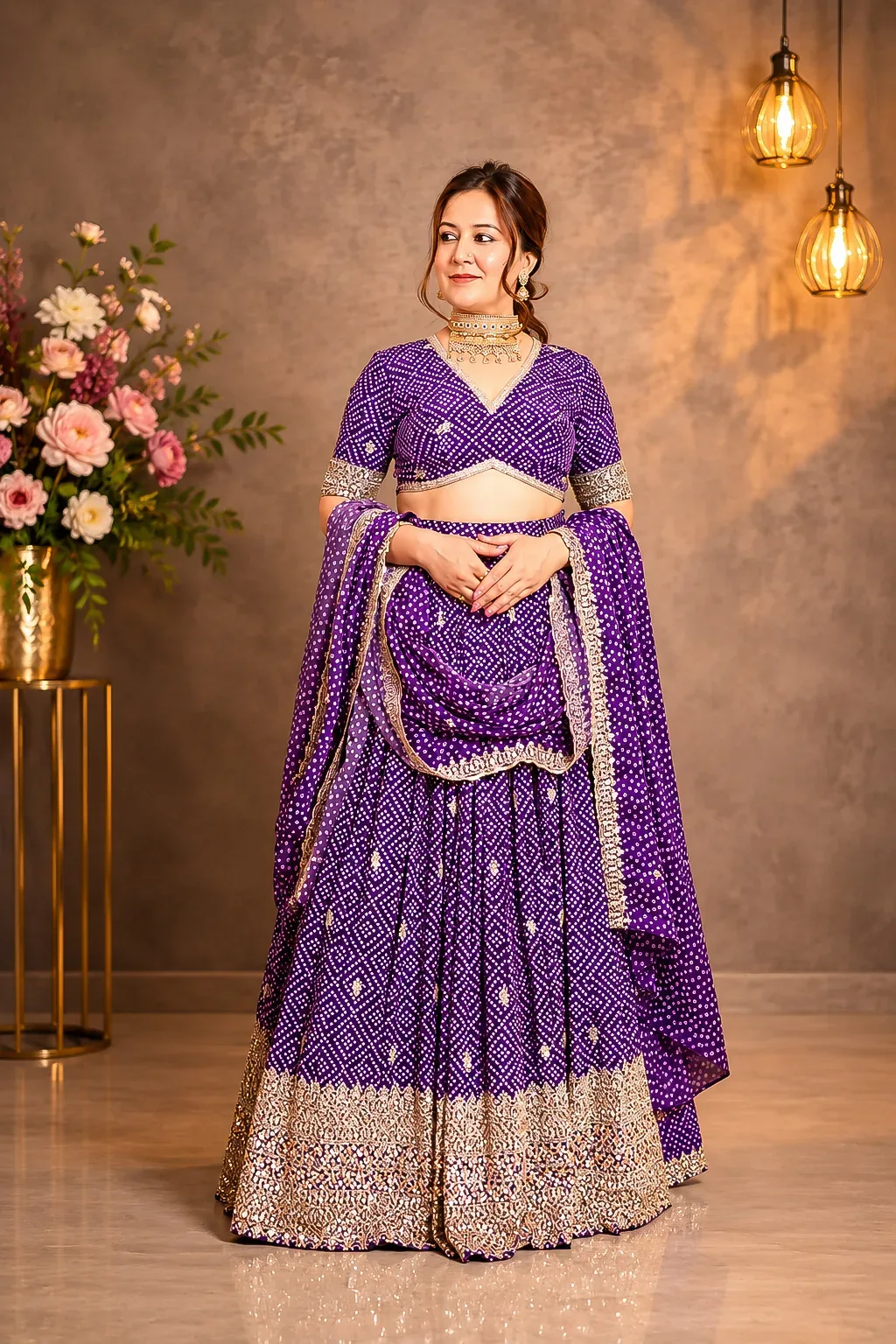 Shahi Bandhani Mirror Lehenga — view 3