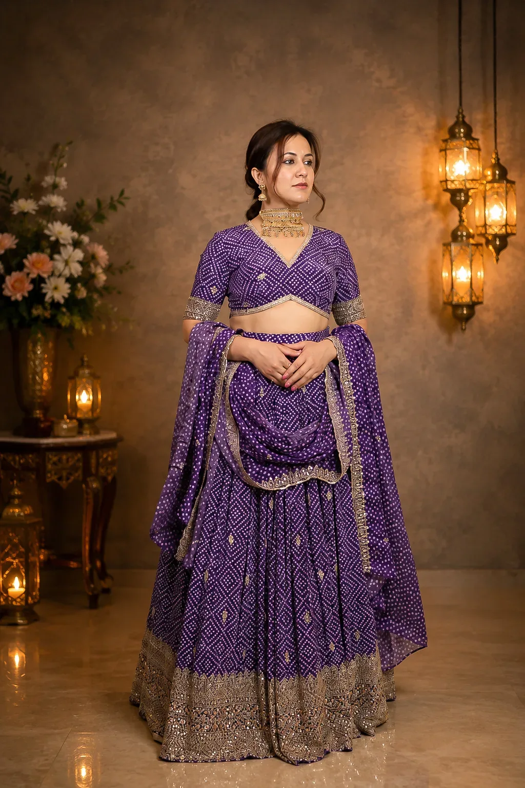 Shahi Bandhani Mirror Lehenga — view 7