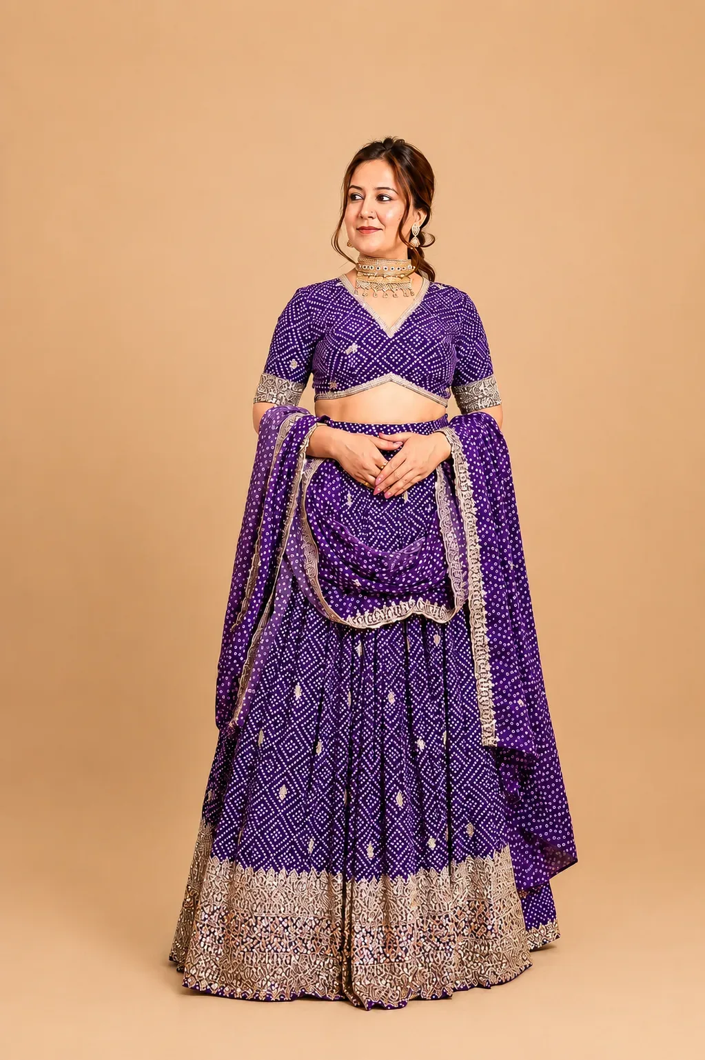 Shahi Bandhani Mirror Lehenga