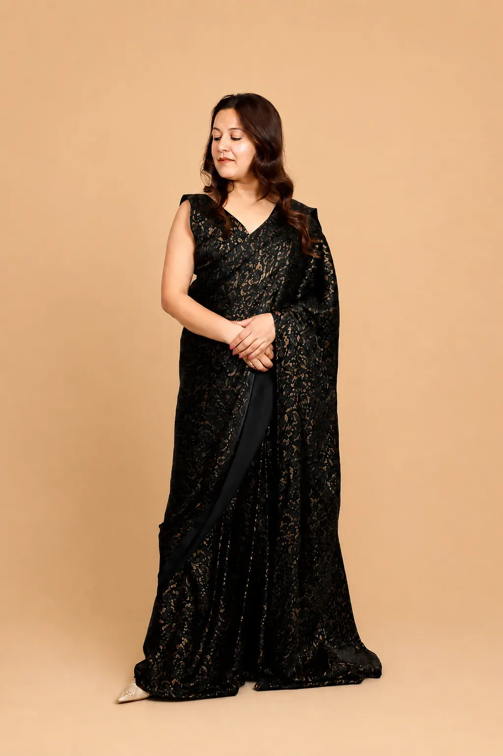 Black Printed Saree