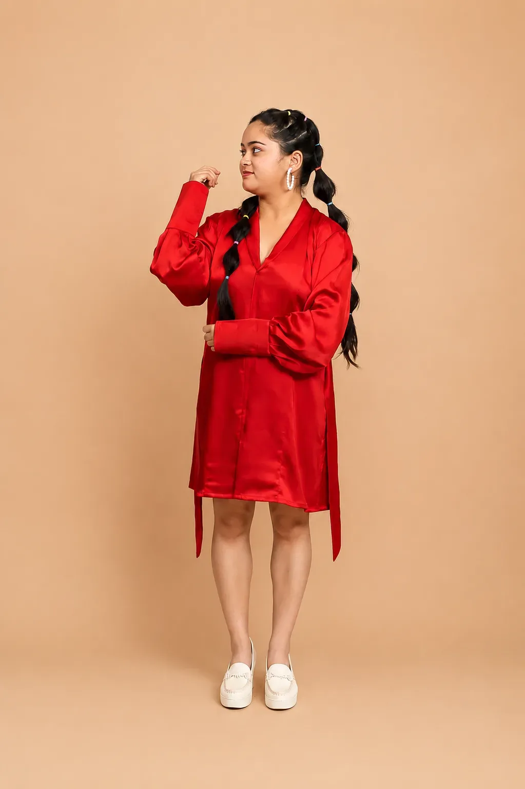 Scarlet Satin Shift Dress
