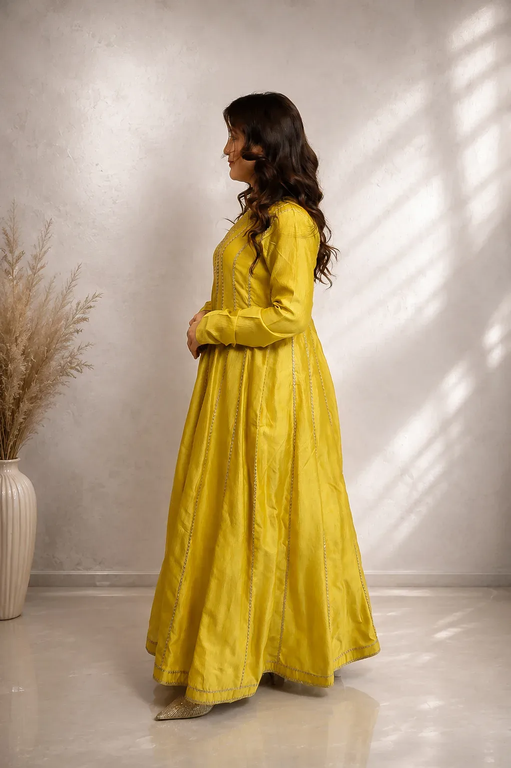 Mughal Yellow Panel Anarkali Set — view 3